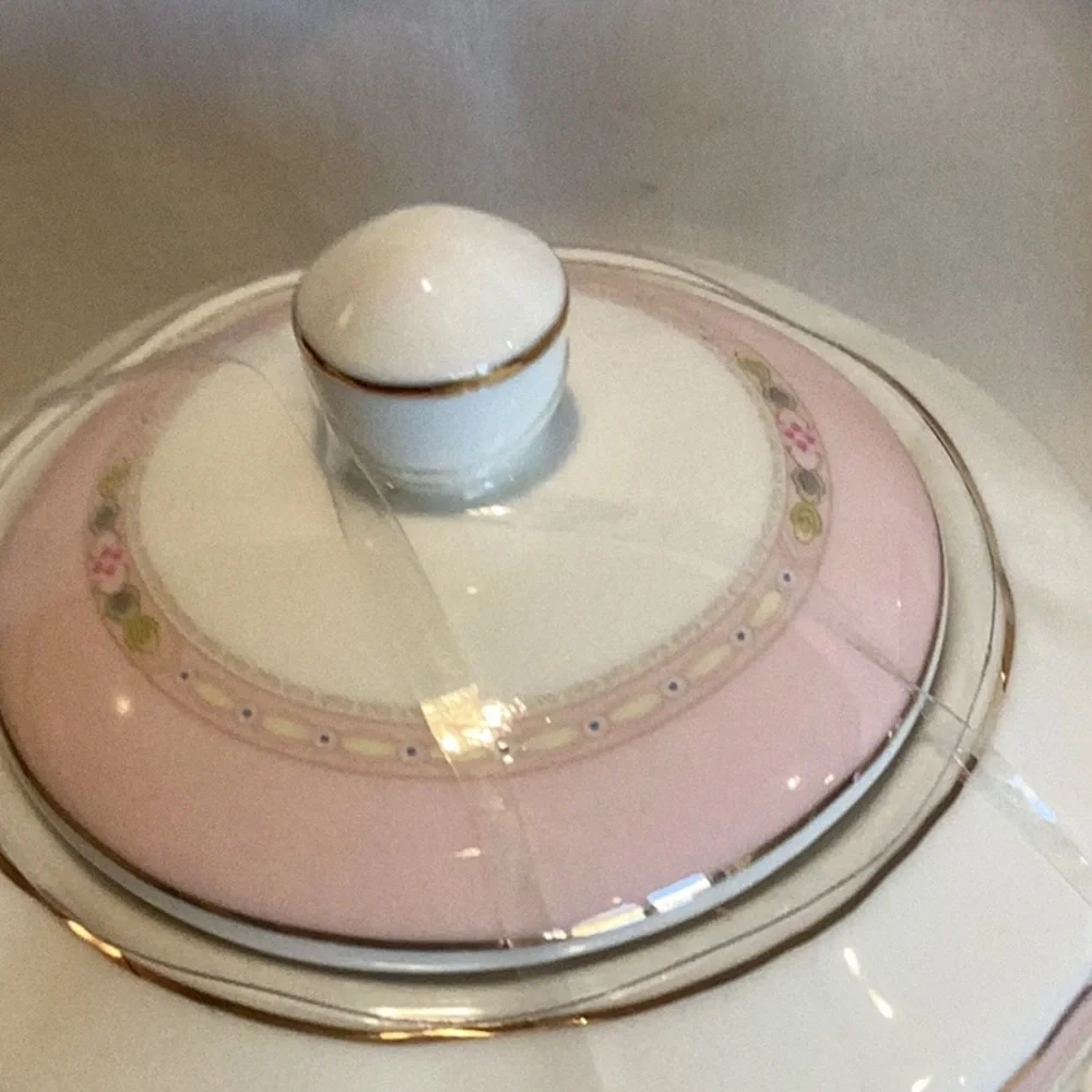 Floral Pink & White Sugar and Cream Set